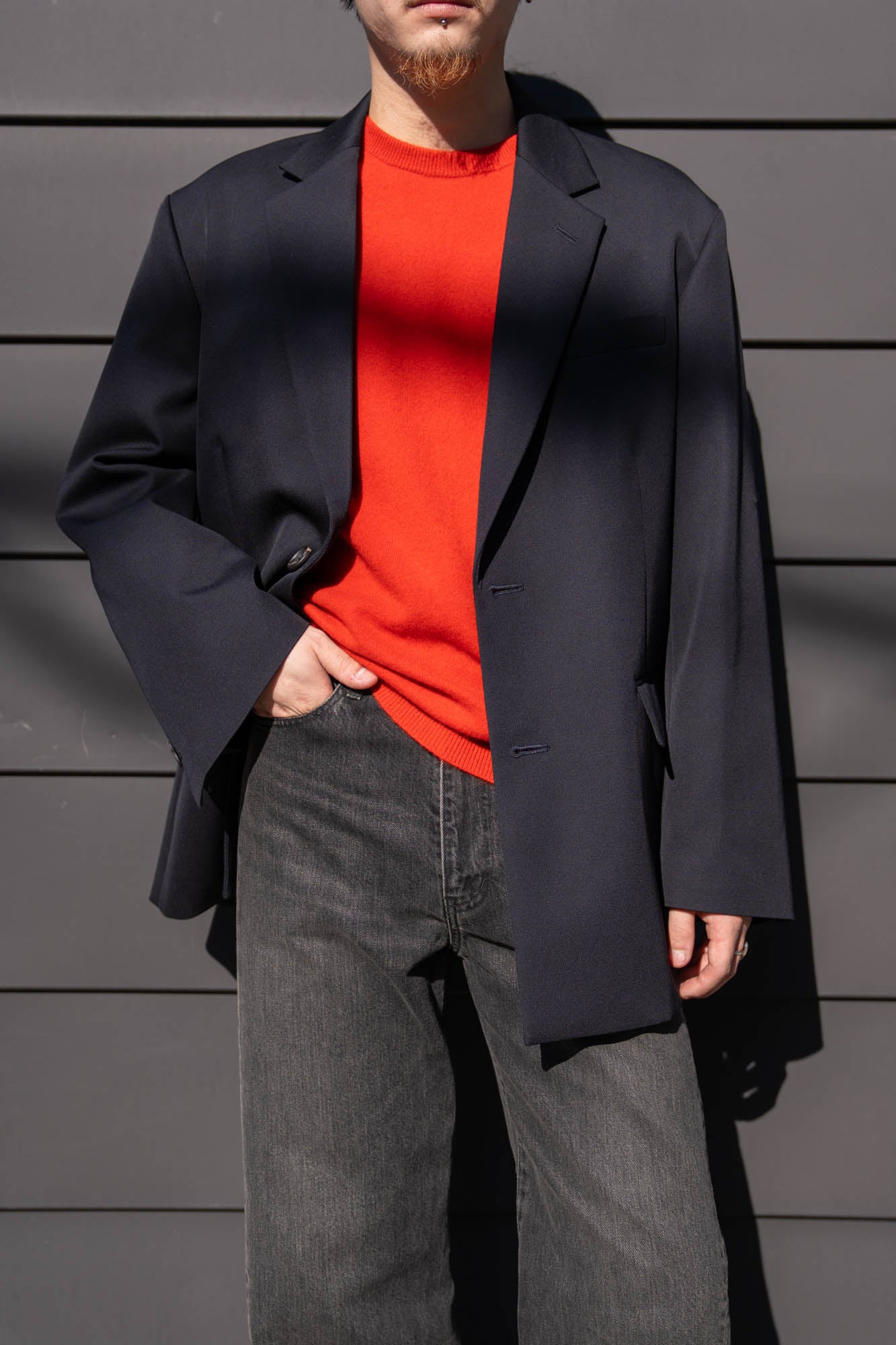 WOOL KERSEY OVERSIZED SINGLE BREASTED JACKET(ST.1413)