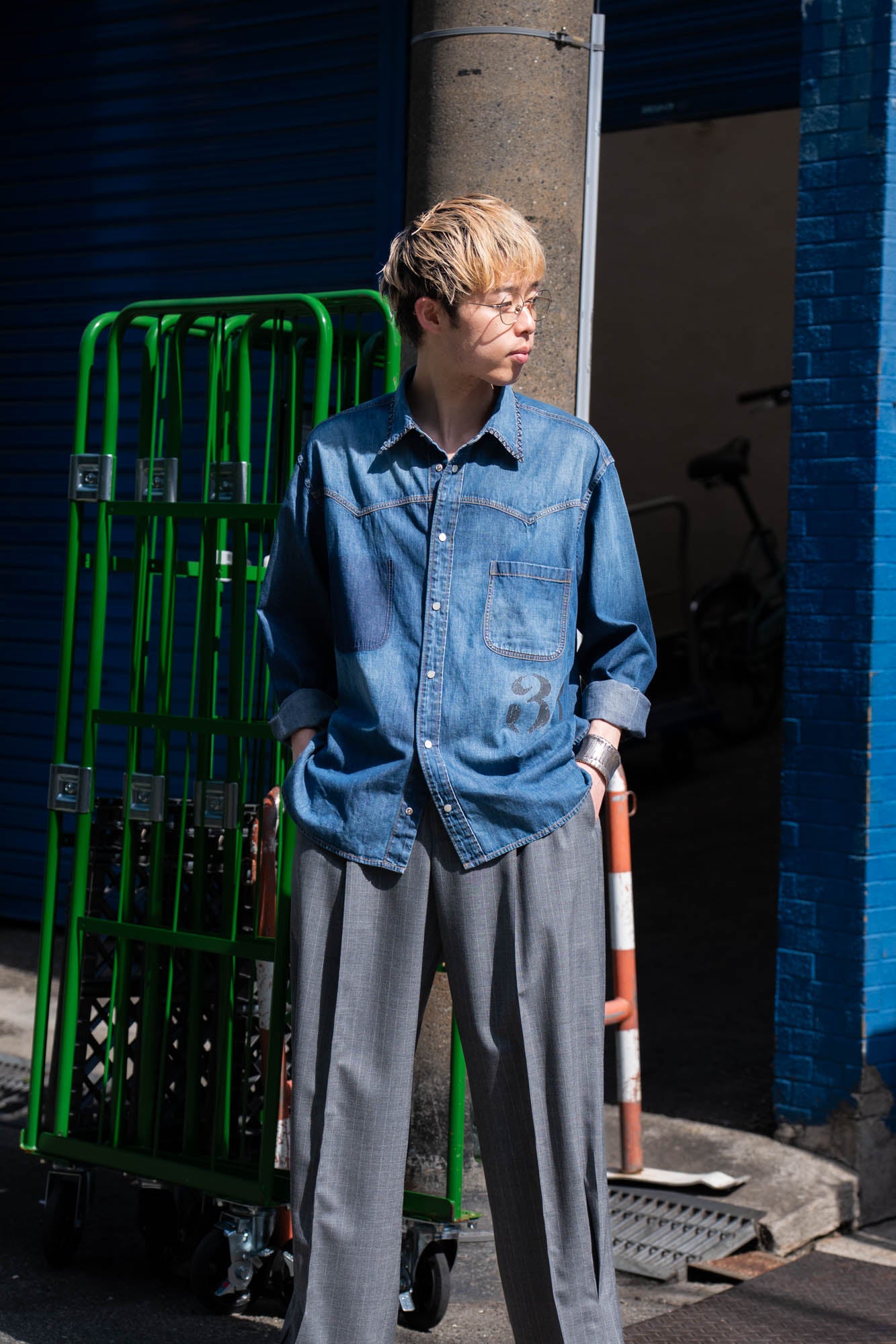 Hand-Embroidered Denim Shirt