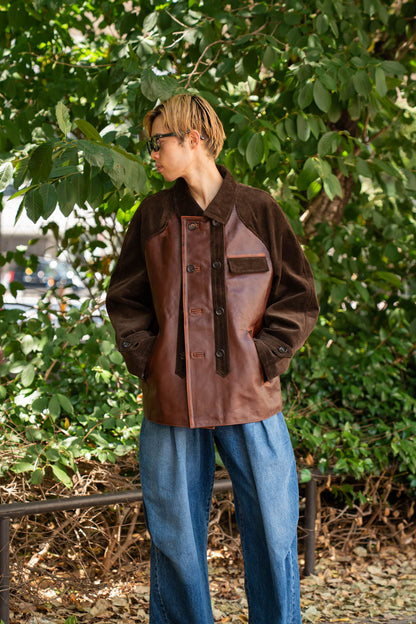 Combination leather jacket