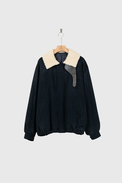 MOUTON COLLAR WOOL CASHMERE PADDED JACKET(ST.1546)