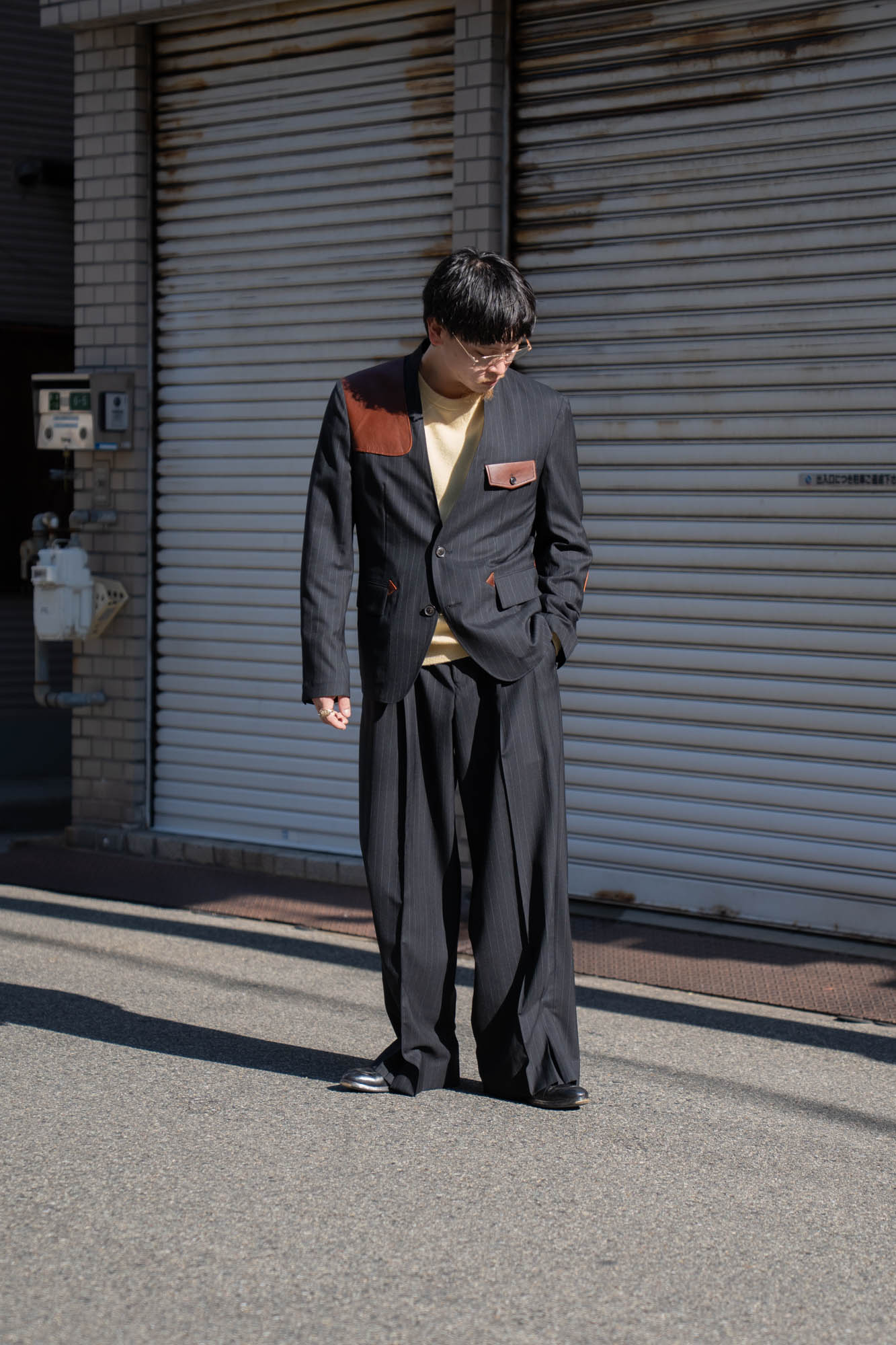 Pleated Stripe Summer Wool Pants