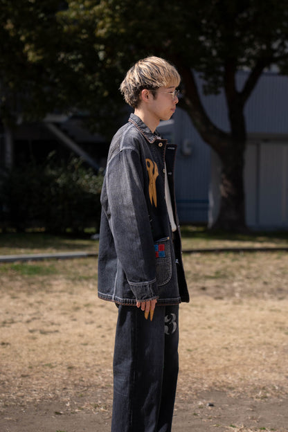 Hand-Embroidered Denim Coverall