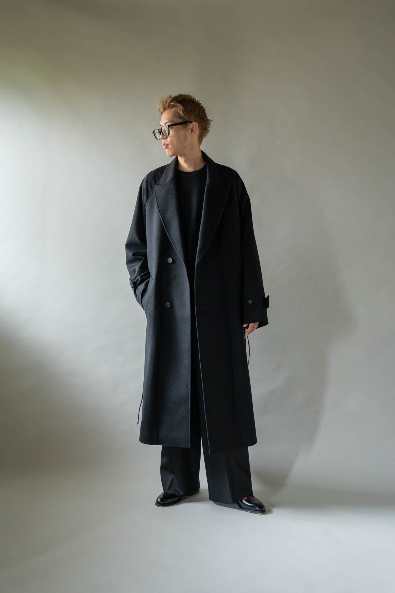 WOOL CASHMERE OVERSIZED PEAK LAPEL CHESTER COAT(ST.1533)