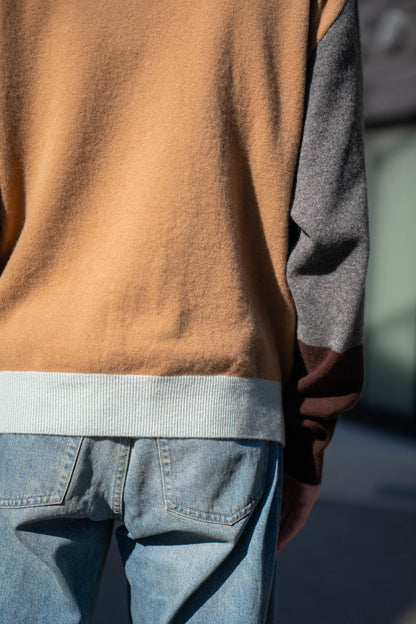 EXTRA FINE WOOL KNIT COLOR BLOCK LS(ST.1479)