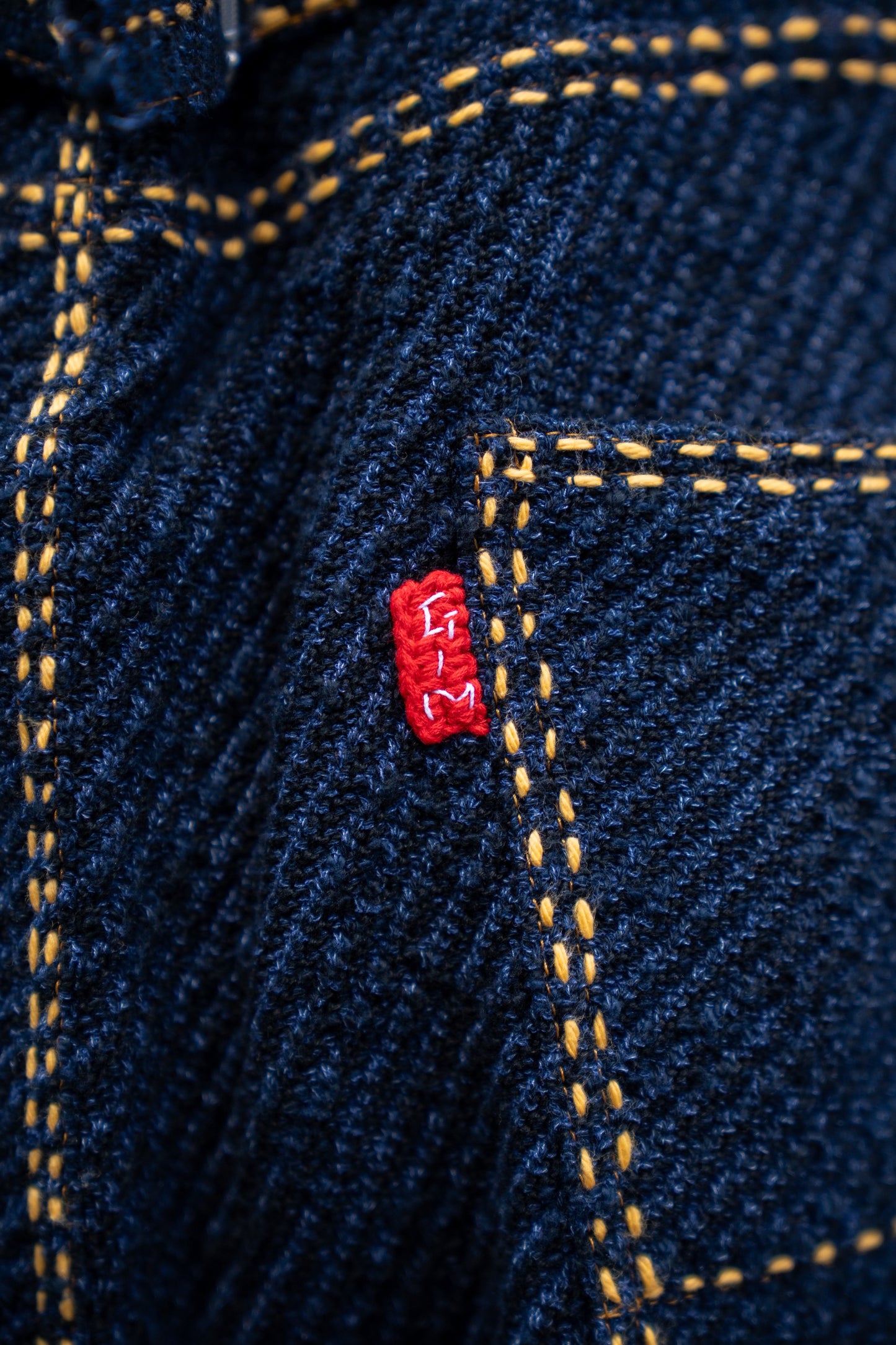 Hand Stitched Rigid Denim Knit Pants