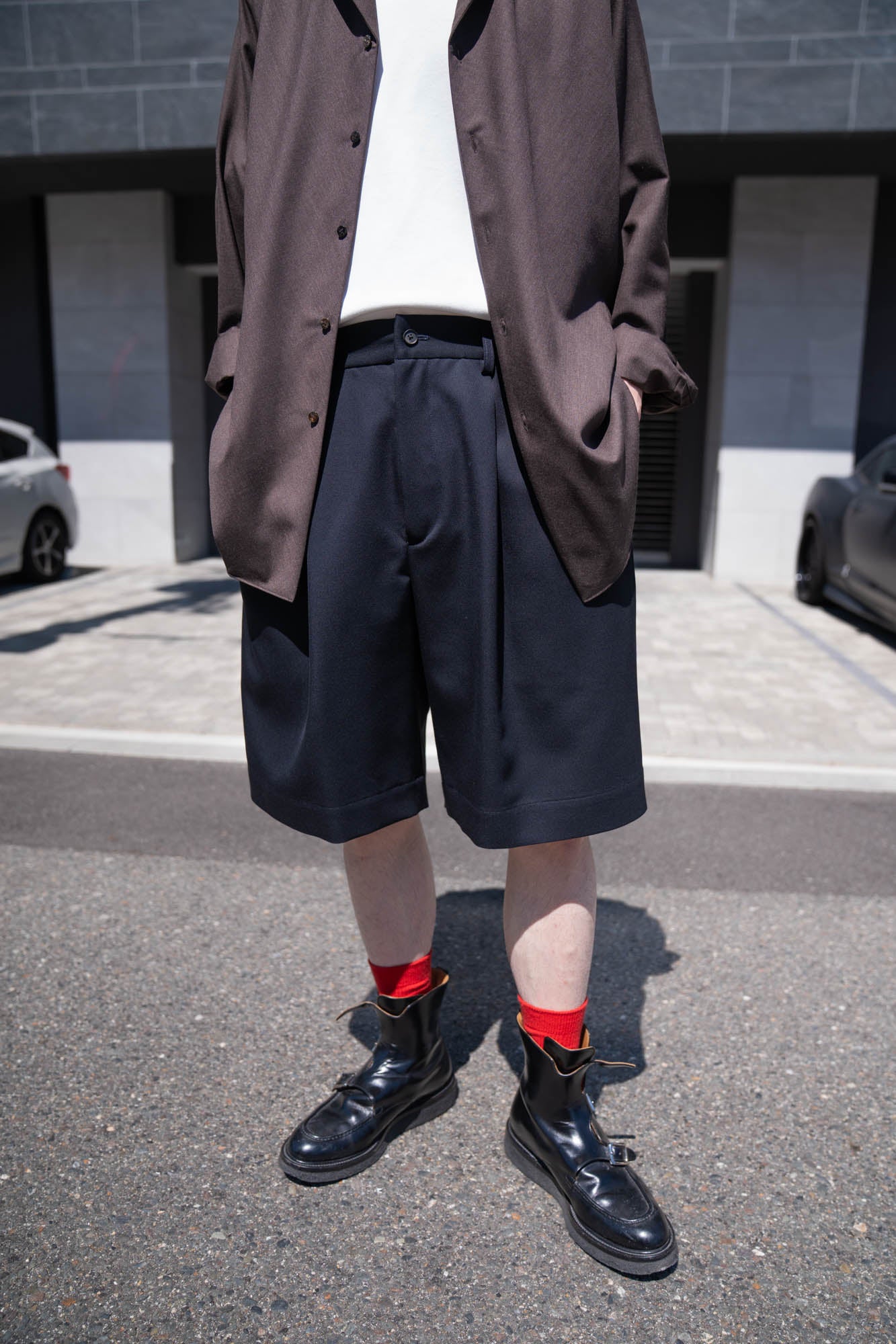 WOOL KERSEY WIDE EASY SHORT TROUSERS(ST.1436)