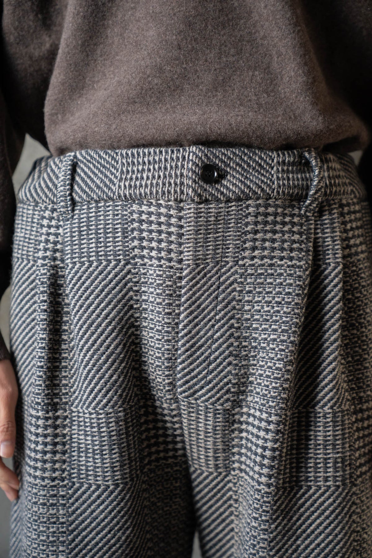 Knitted Tweed Check Trousers