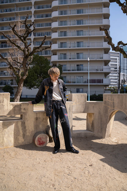 Hand-Embroidered Denim Coverall