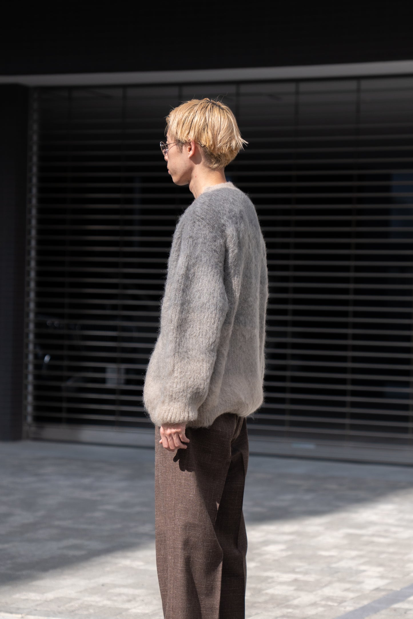 MOHAIR GRADATION BORDER CARDIGAN