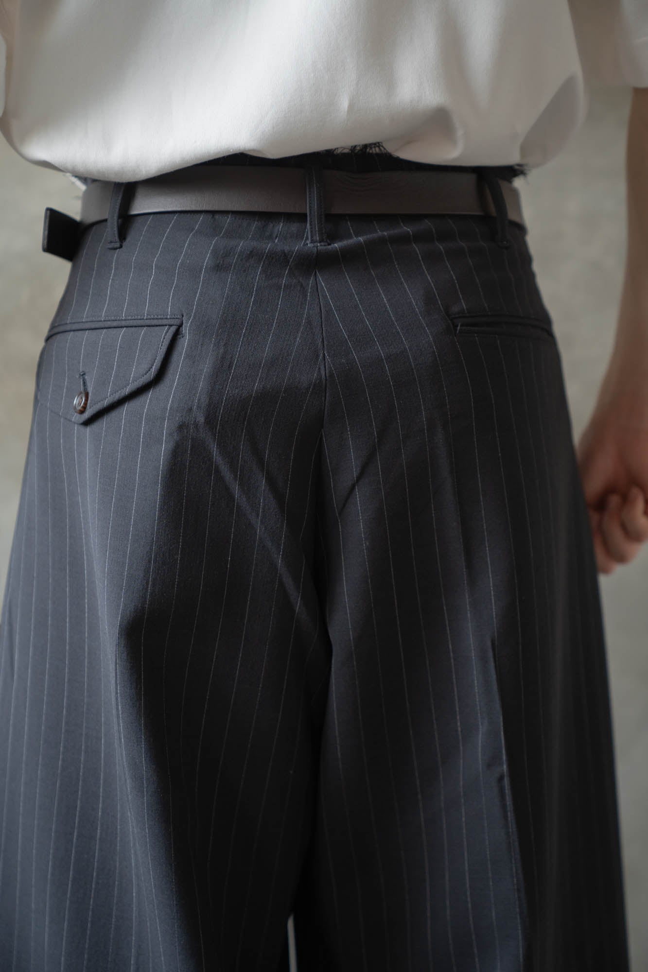 Pleats bonded wool pants