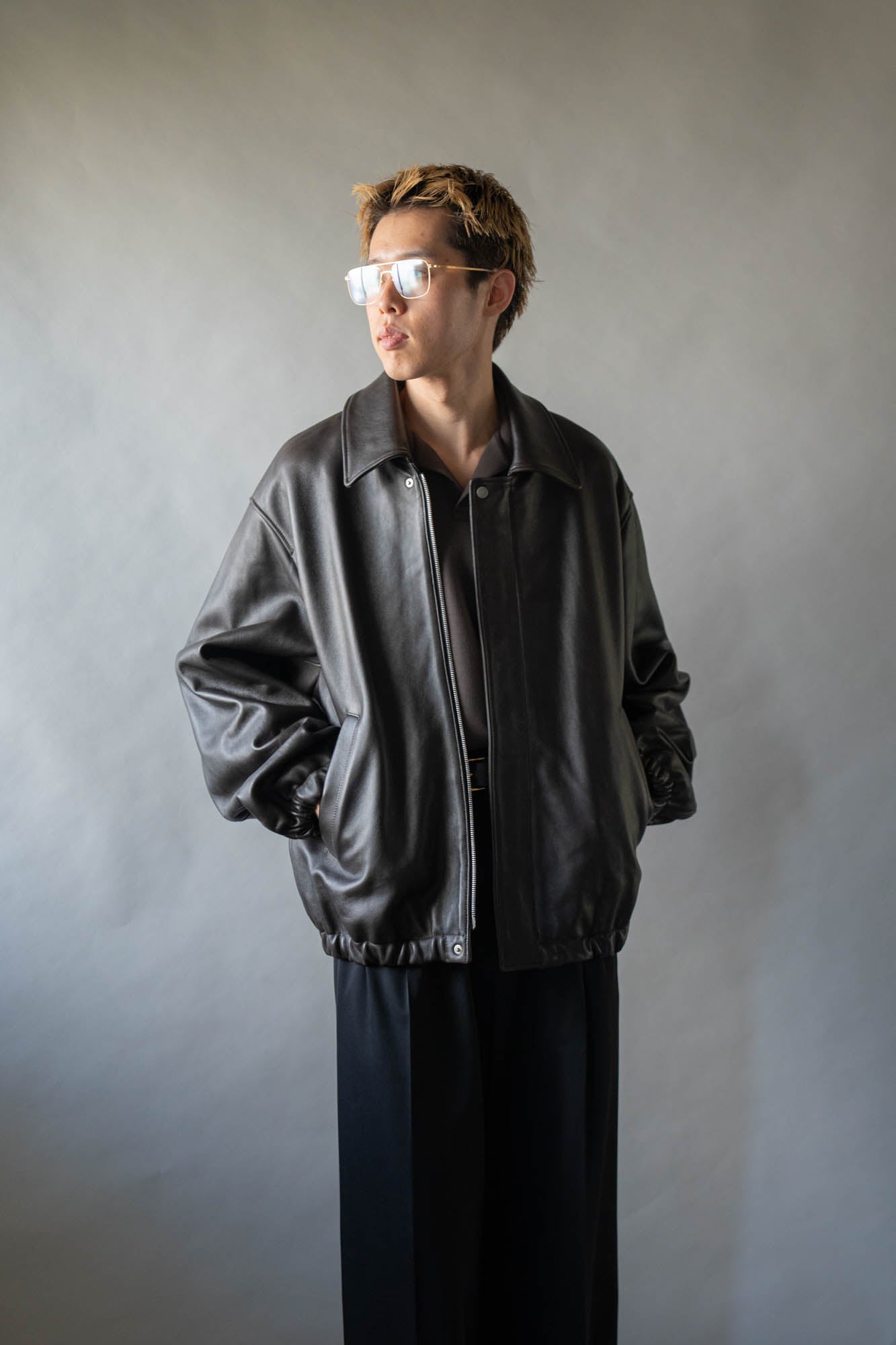 SHEEP LEATHER ZIP SHORT JACKET(ST.1555)