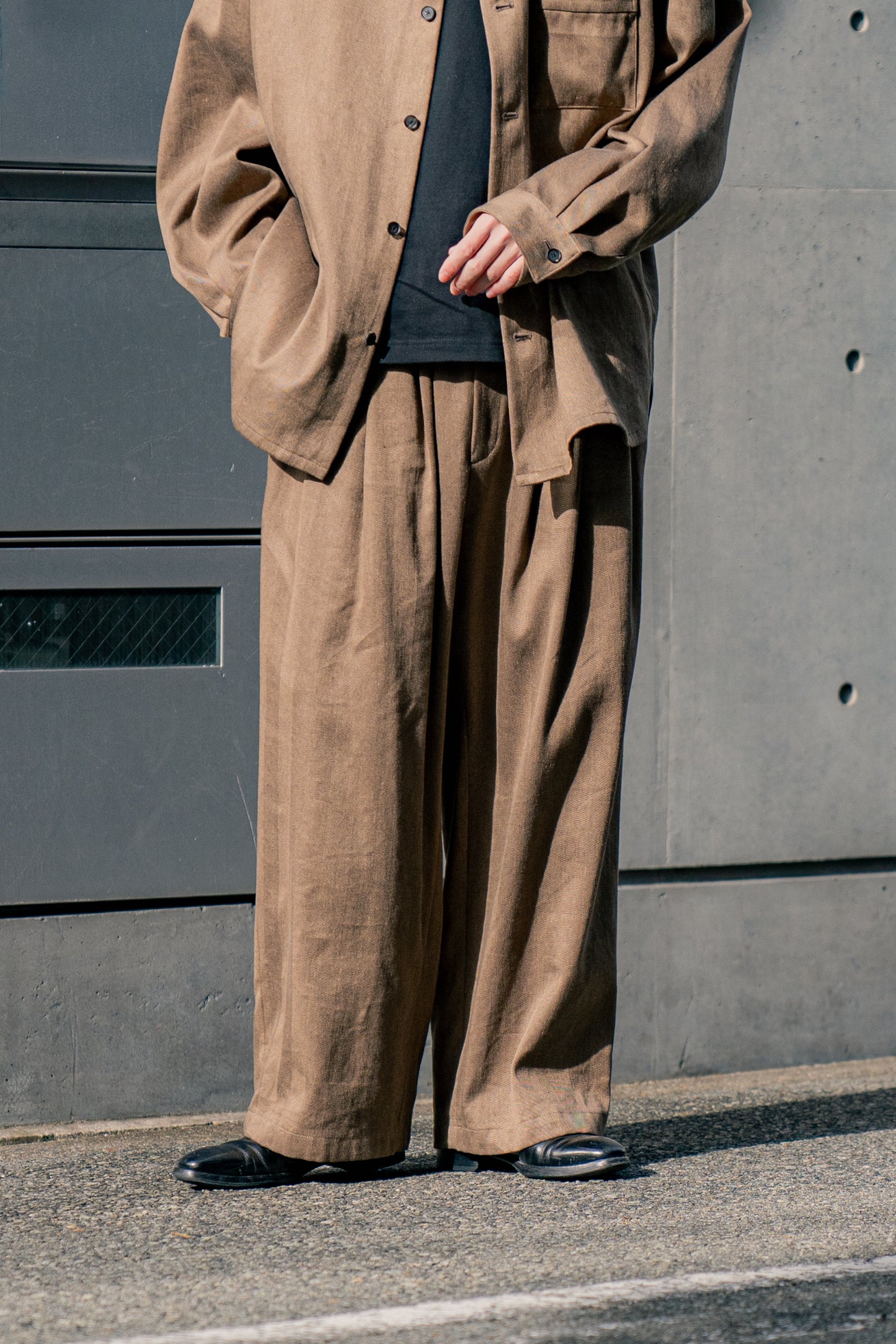 Linen Herringbone Oversize Pants