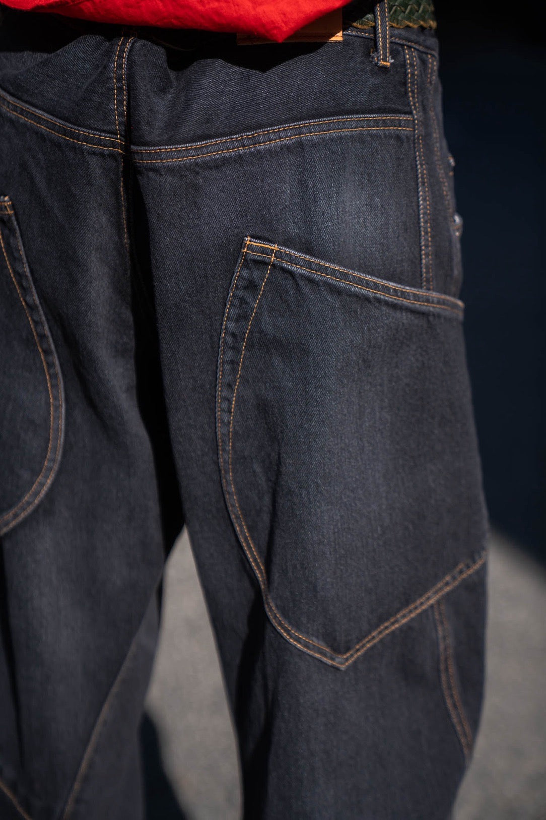 3D Cutting Denim Pants