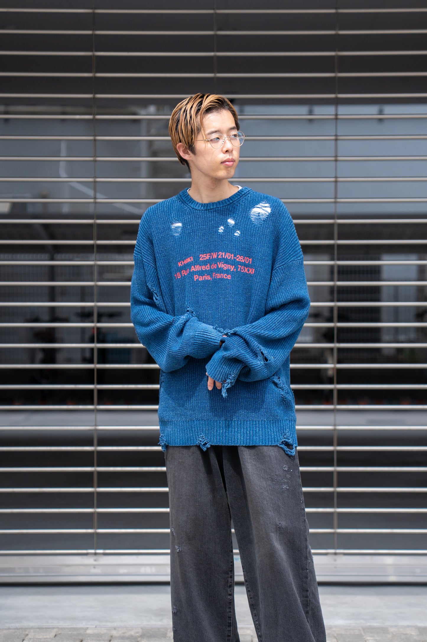 Indigo pullover knit