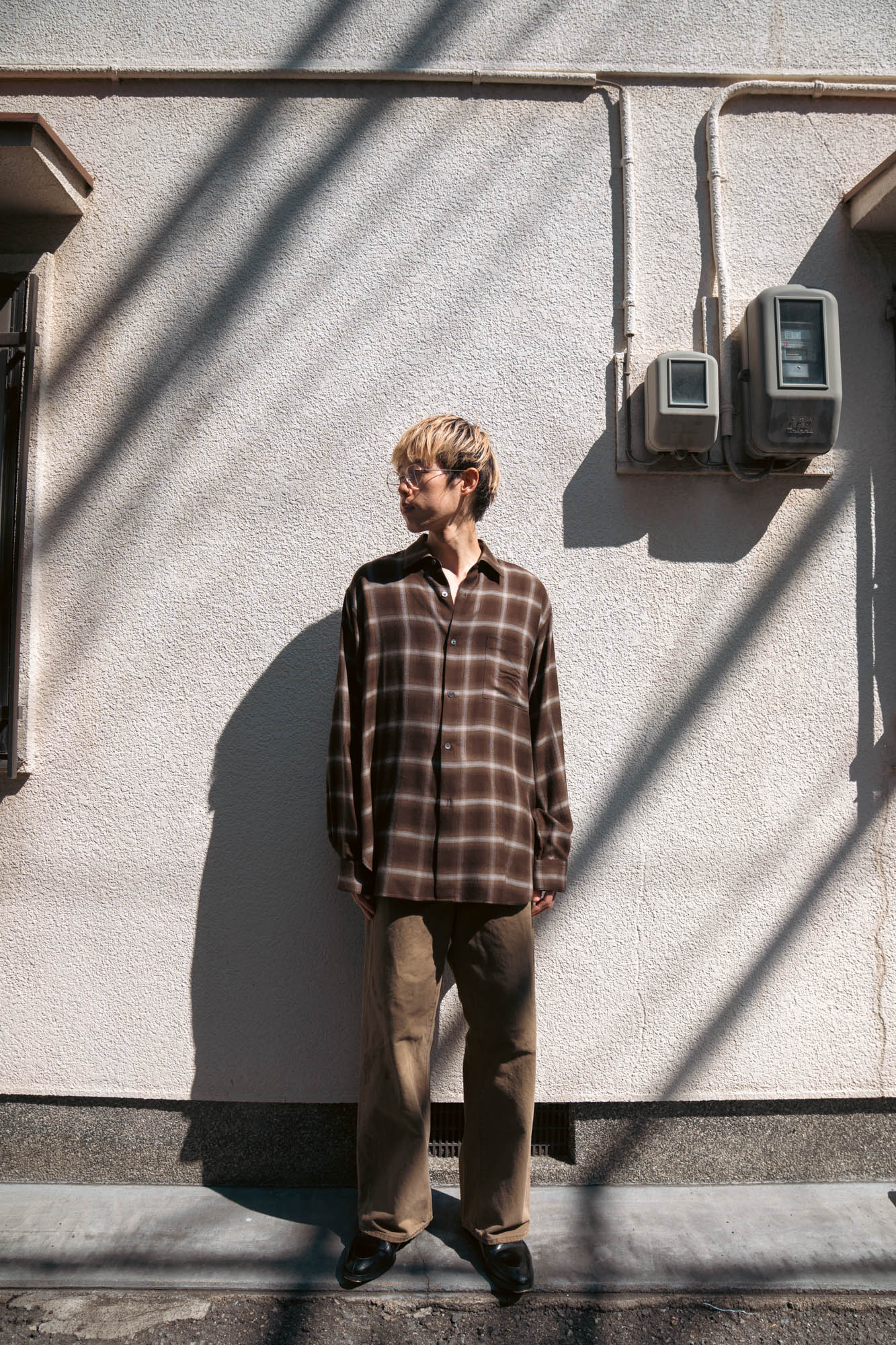 LY/VIS CHECK OVERSIZED LS SHIRT(ST.1461)