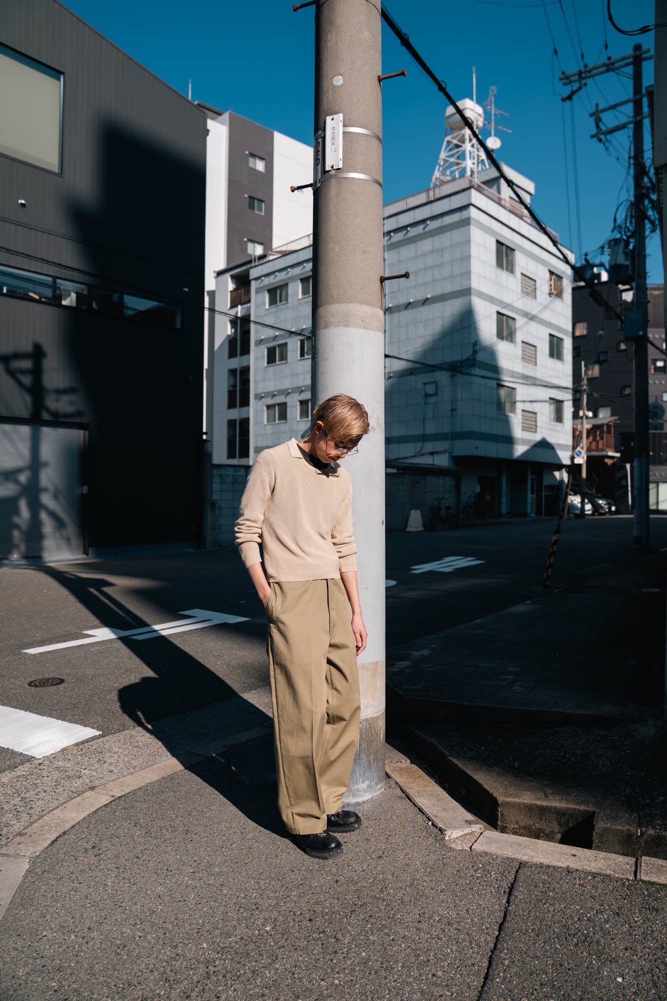 Roll Up Patched Knit in Marcerized Cotton