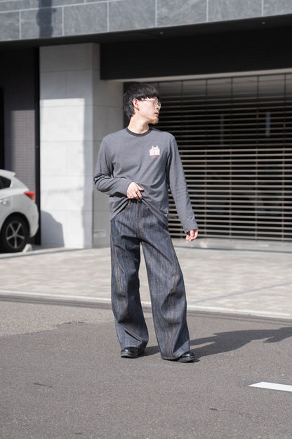 Hand-Embroidered Stripe Long Sleeve T-Shirt