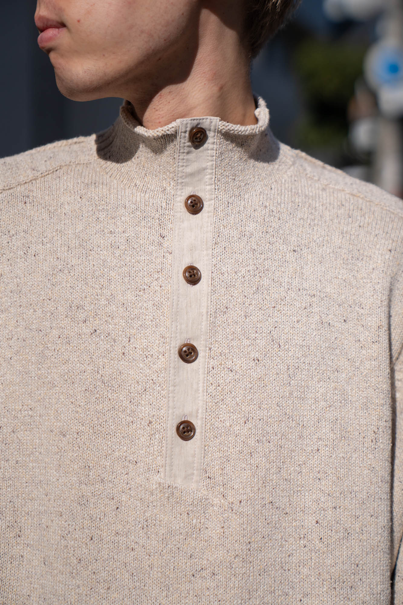 BOTTLE-NECK KNIT PULLOVER