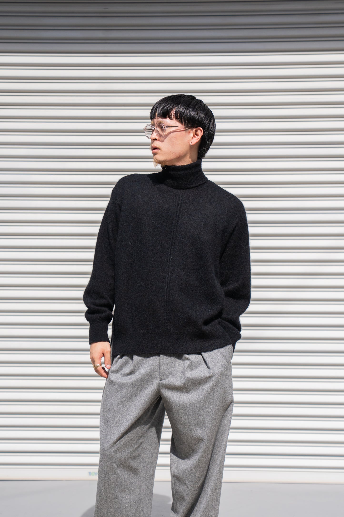 WOOL/ALPACA KNIT LOOSE TURTLE NECK PO(ST.1295)