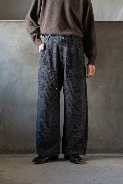 Hand Stitched Rigid Denim Knit Pants