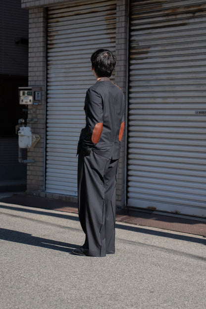 Pleated Stripe Summer Wool Pants