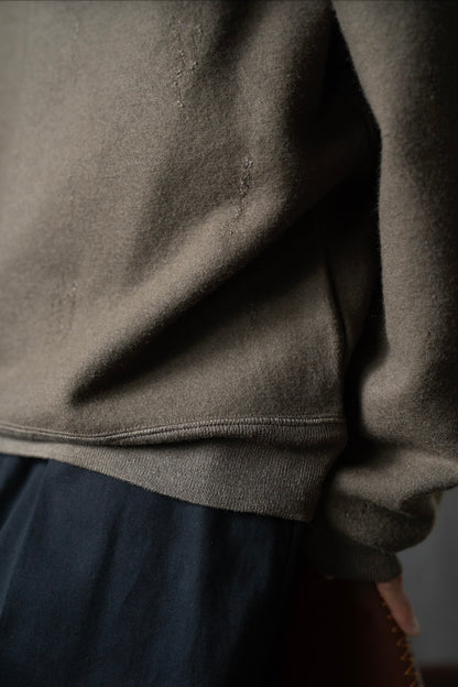 Damage jacquard terry crew neck sweater