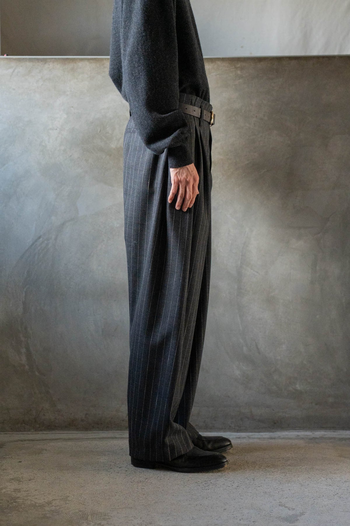5-Tuck Trousers in Wool Pinstripe