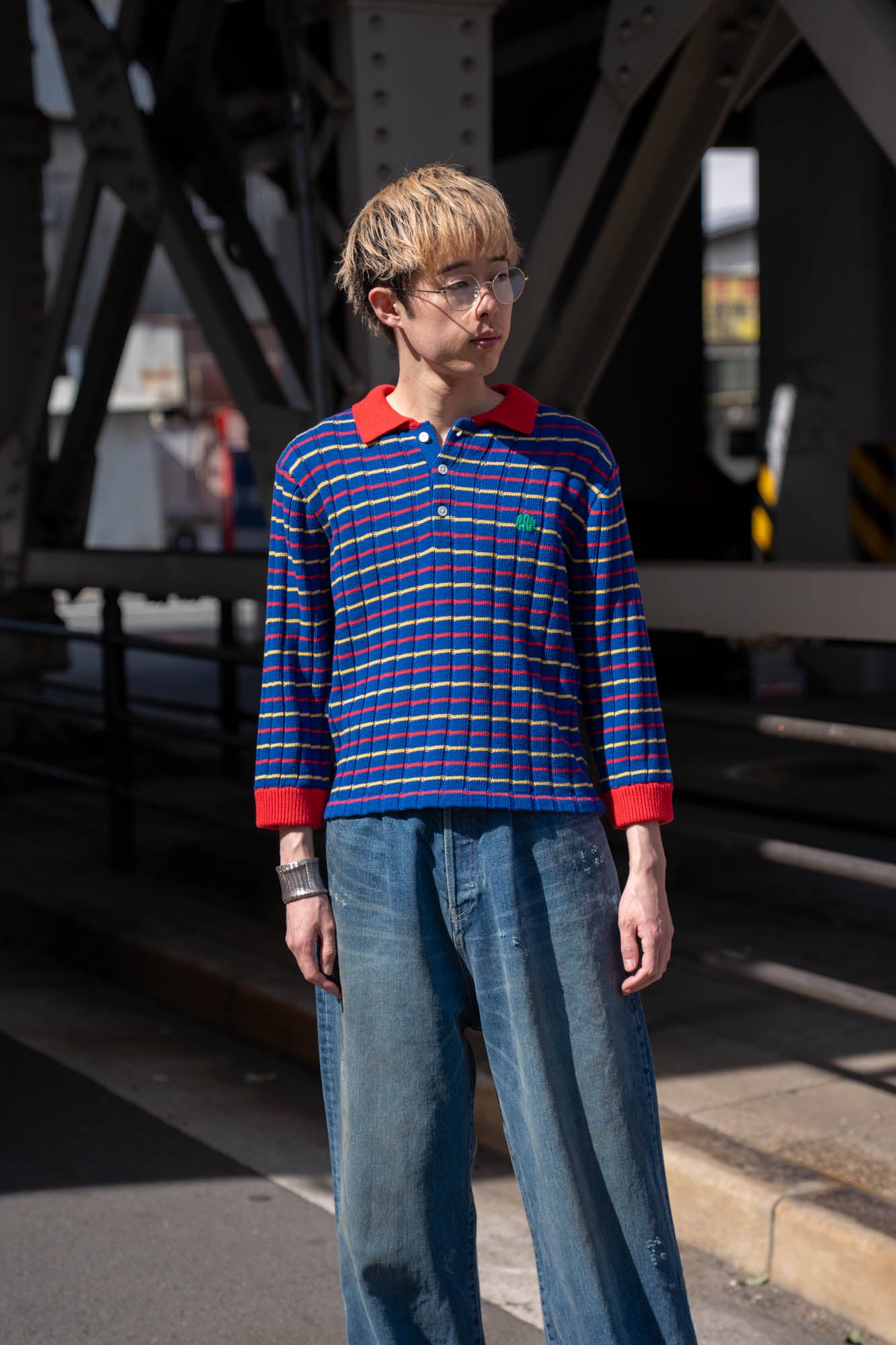 KNITTED CROPPED POLO SHIRT