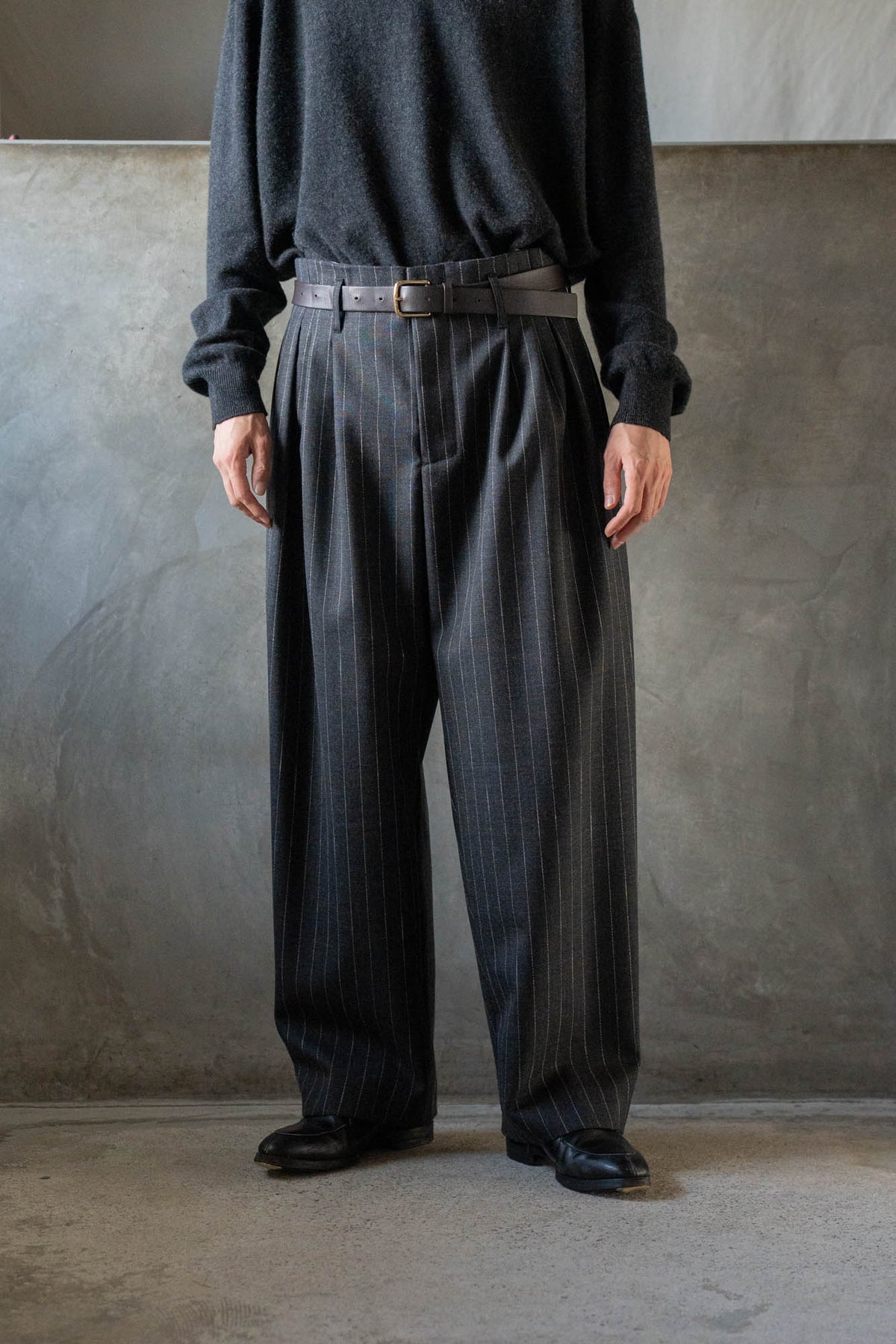 5-Tuck Trousers in Wool Pinstripe