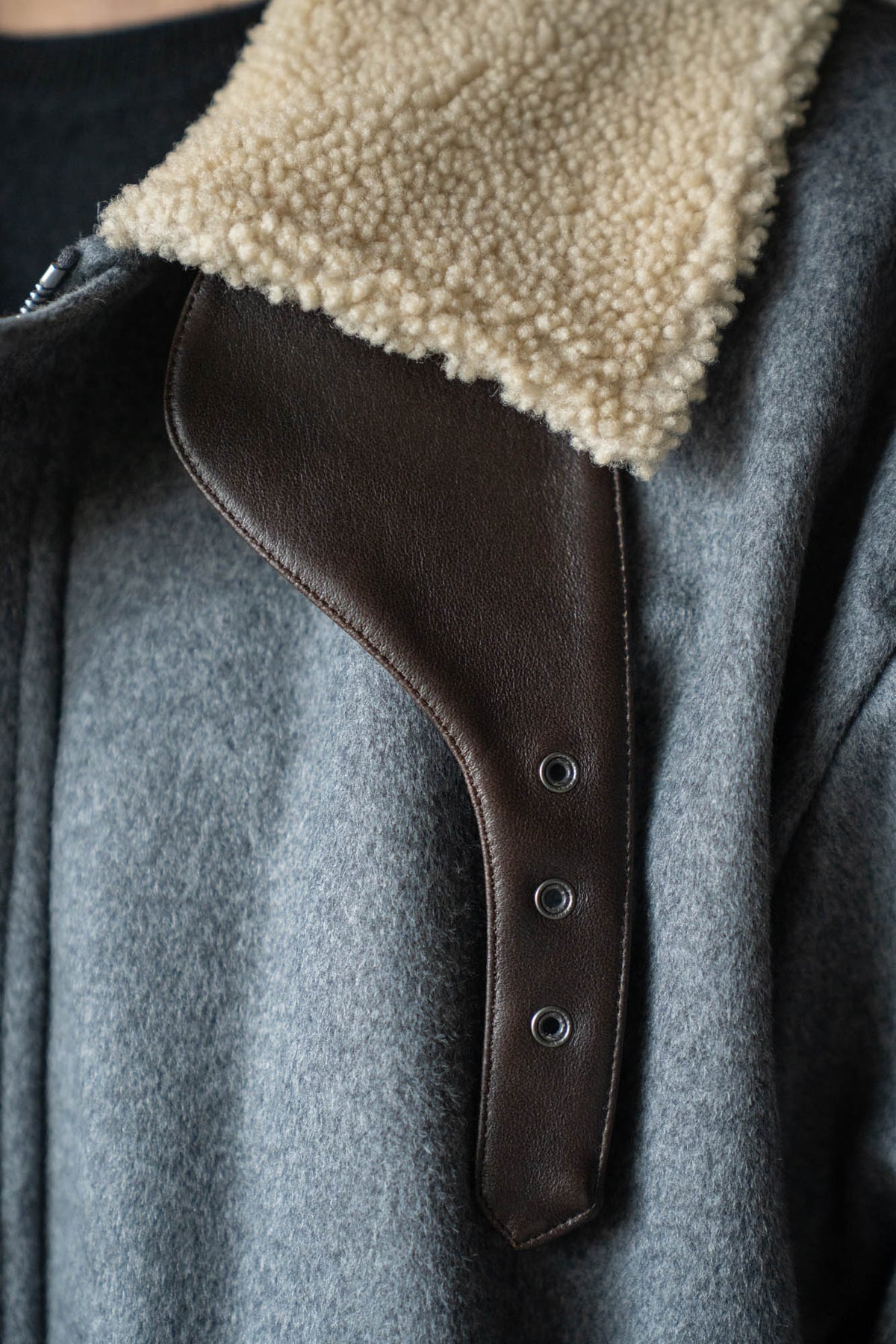 MOUTON COLLAR WOOL CASHMERE PADDED JACKET(ST.1546)