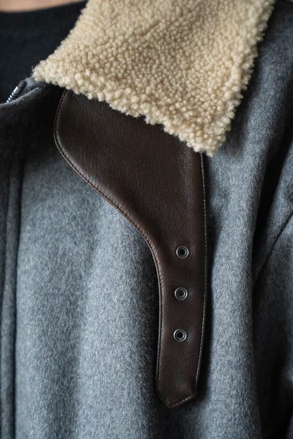 MOUTON COLLAR WOOL CASHMERE PADDED JACKET(ST.1546)