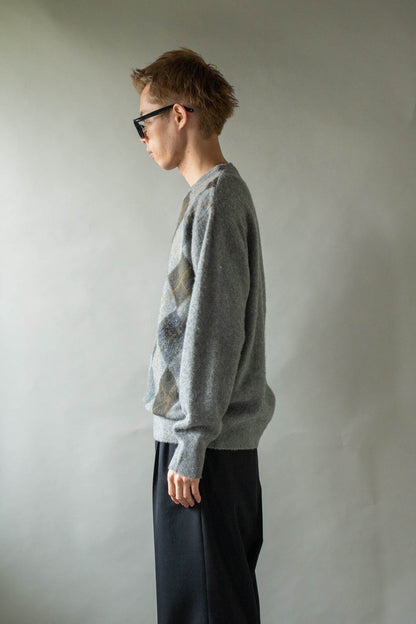 FINE WOOL ARGYLE KNIT CREW NECK LS(ST.1649)