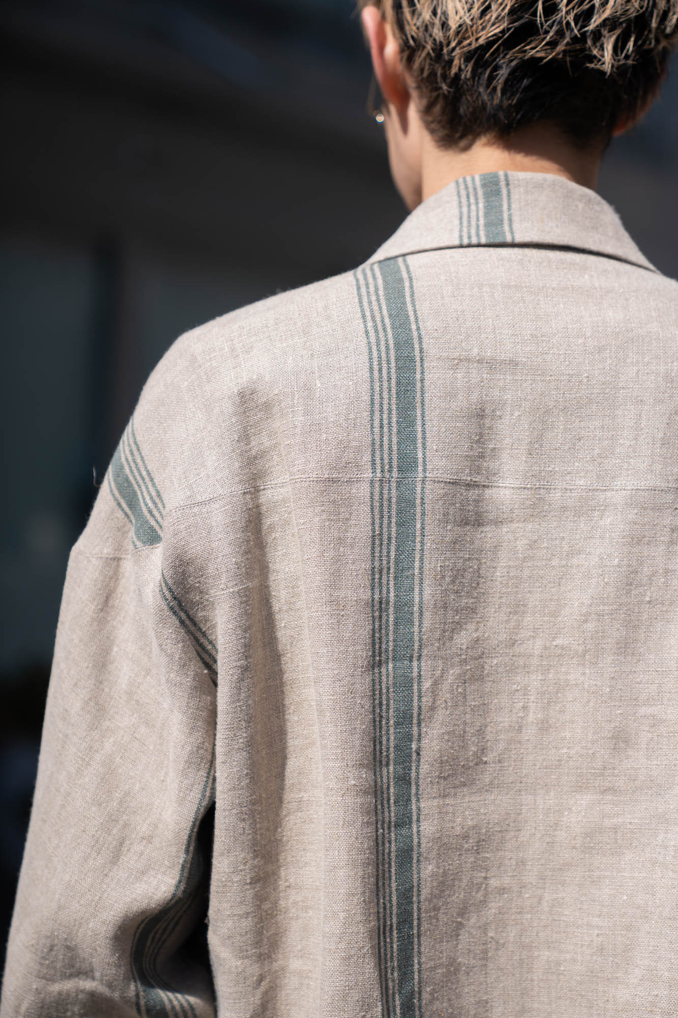 FLLOWER SAK LINEN STRIPE JACKET