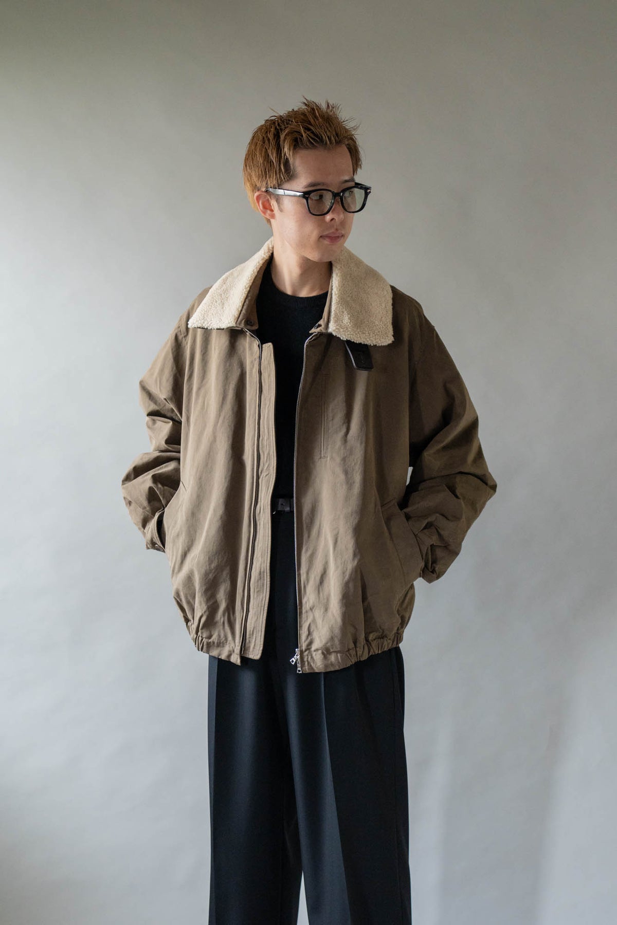 DETATCHABLE COLLAR RESIN-FINISH COTTON JACKET(ST.1576)