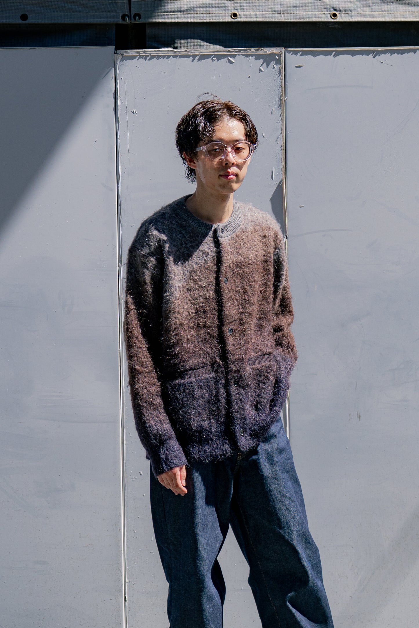 GRADATION MOHAIR KNIT CARDIGAN