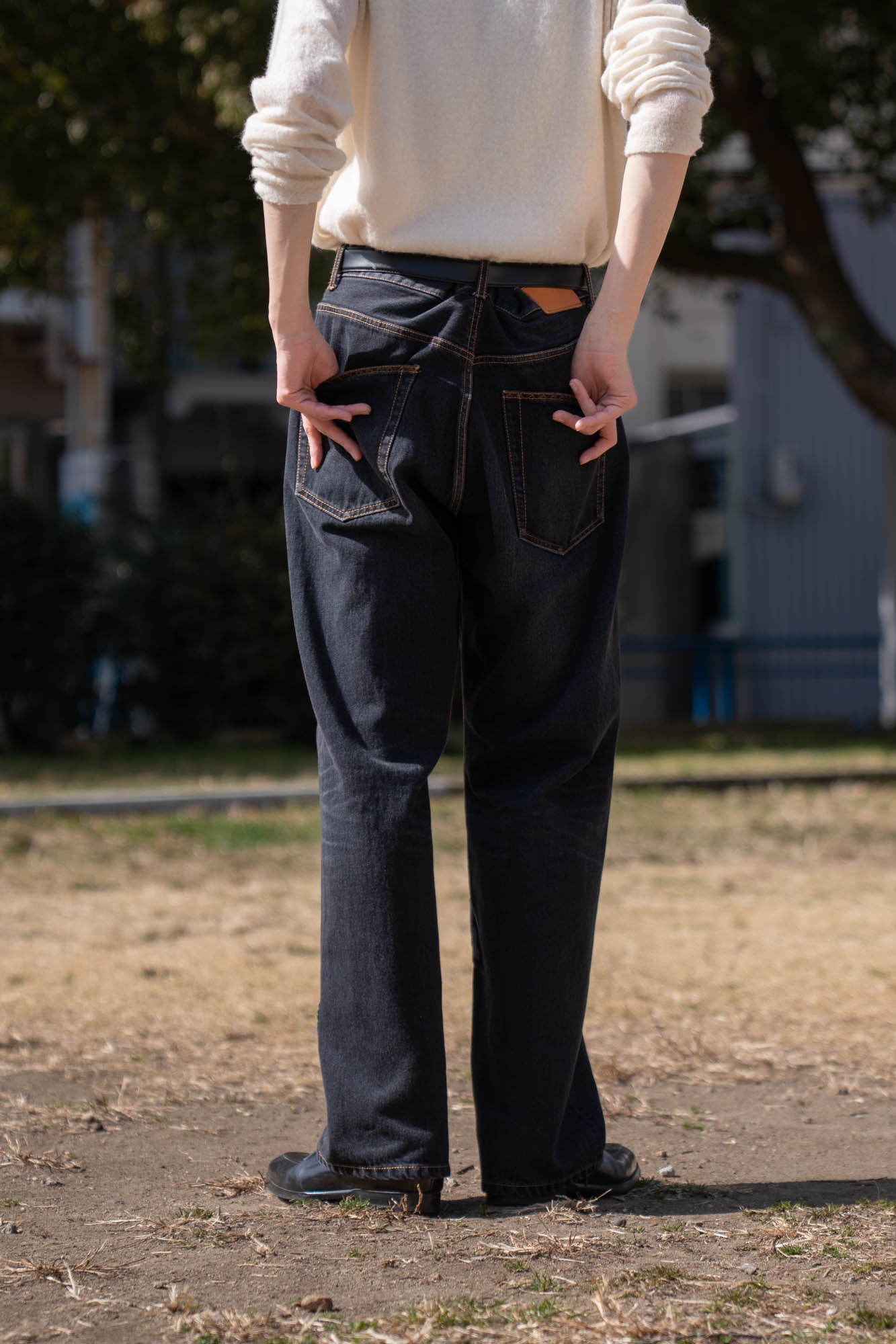 Hand-Embroidered Denim Pants