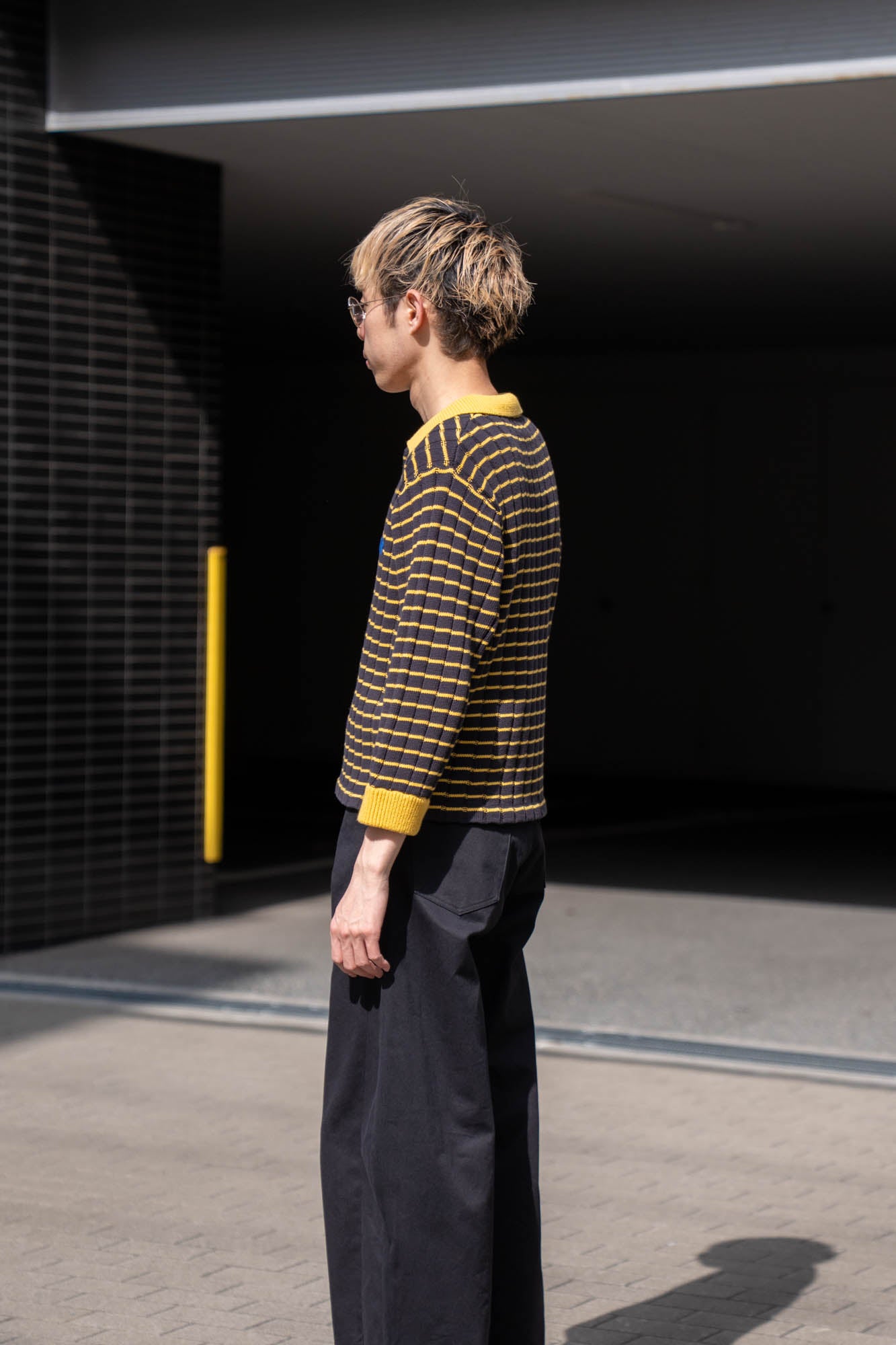 KNITTED CROPPED POLO SHIRT