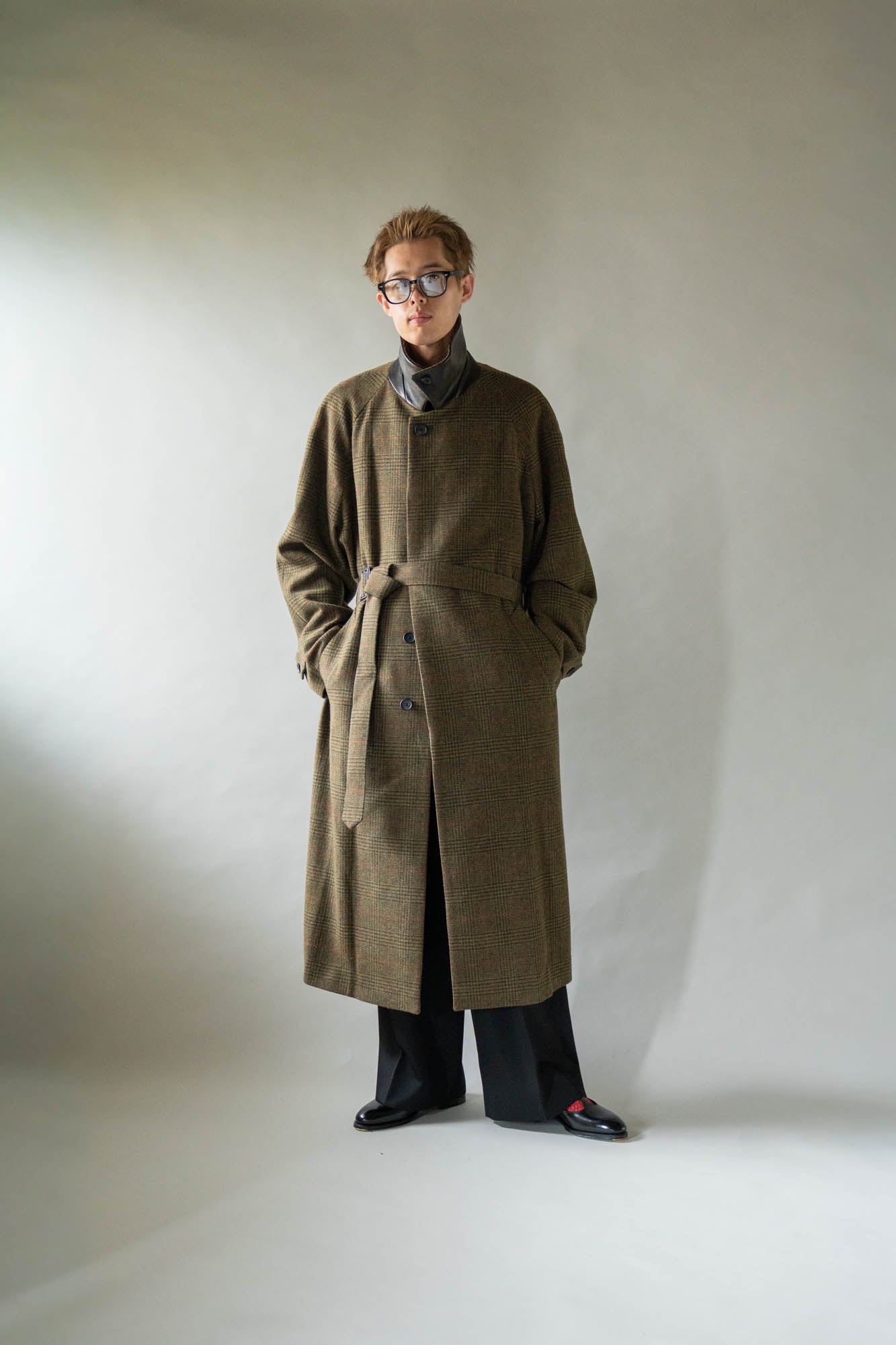 BRITISH TWEED RAGLAN SLEEVE BALMACAAN COAT(ST.1536)