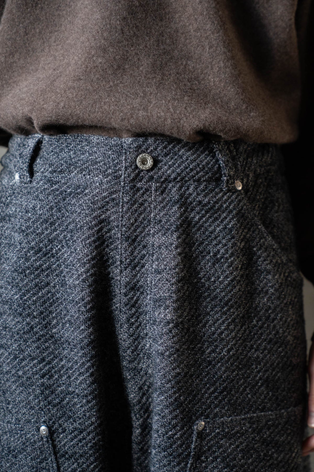 Hand Stitched Rigid Denim Knit Pants