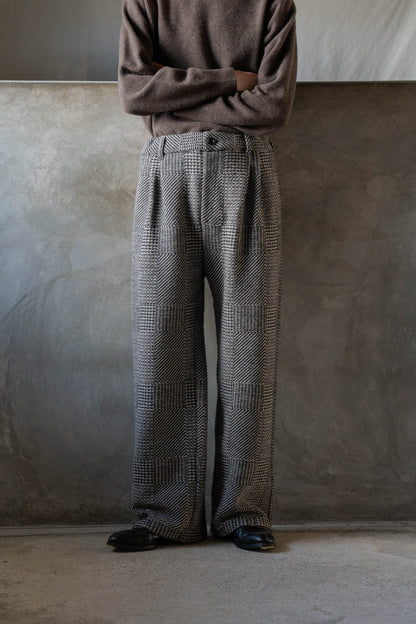 Knitted Tweed Check Trousers