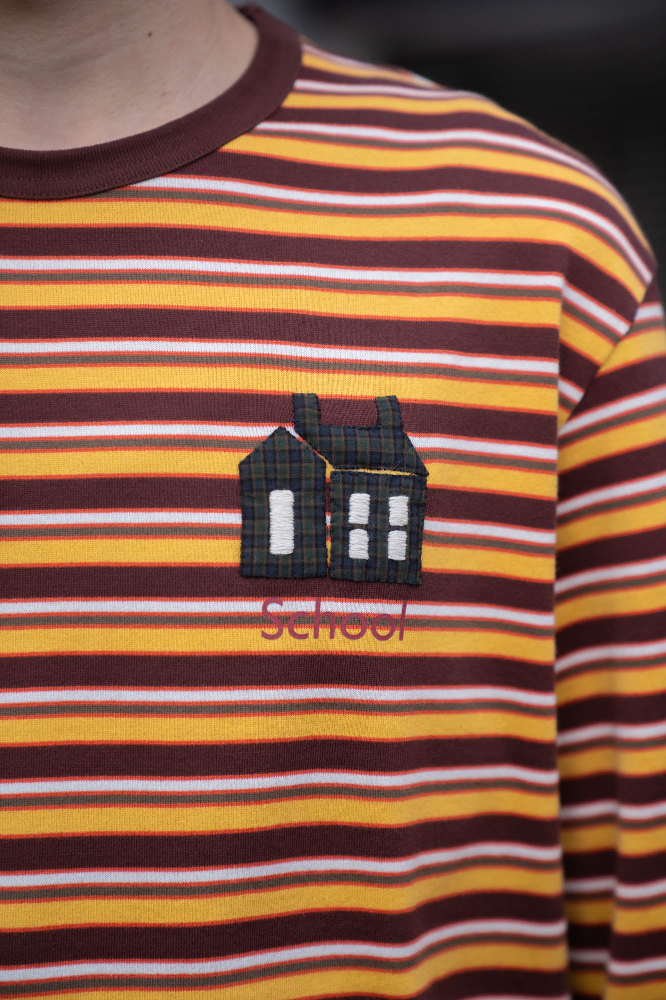 Hand-Embroidered Stripe Long Sleeve T-Shirt