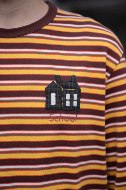 Hand-Embroidered Stripe Long Sleeve T-Shirt