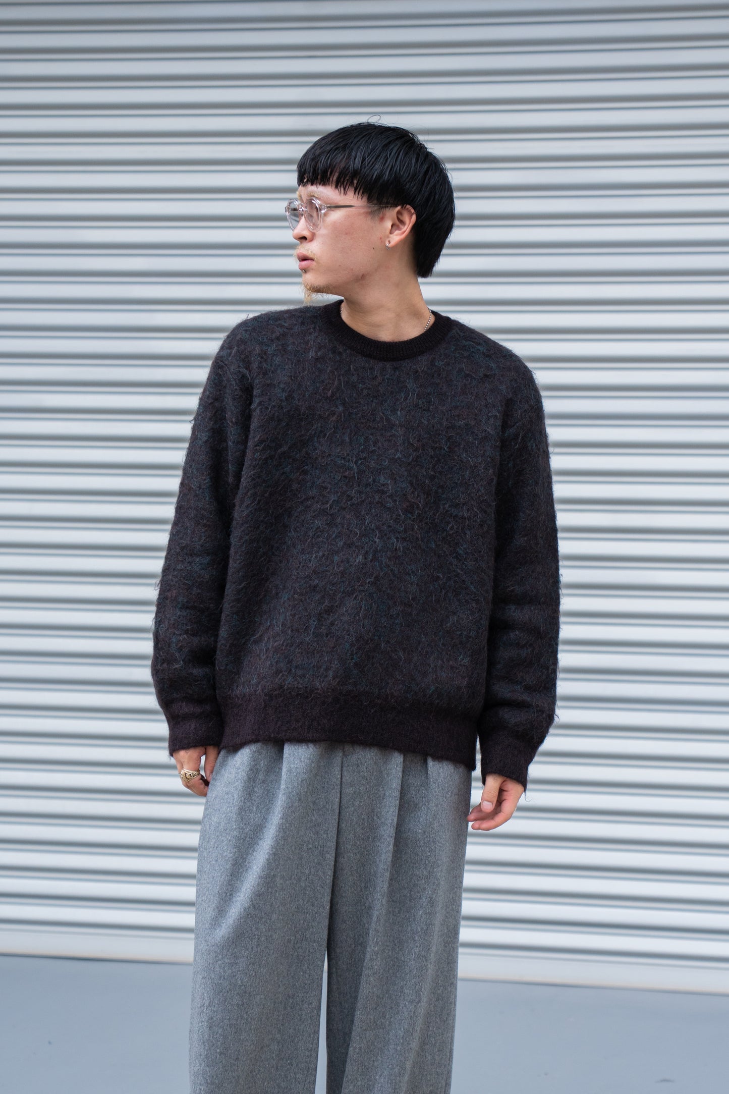 KID MOHAIR MIX JACQUARD KNIT LS(ST.1305)