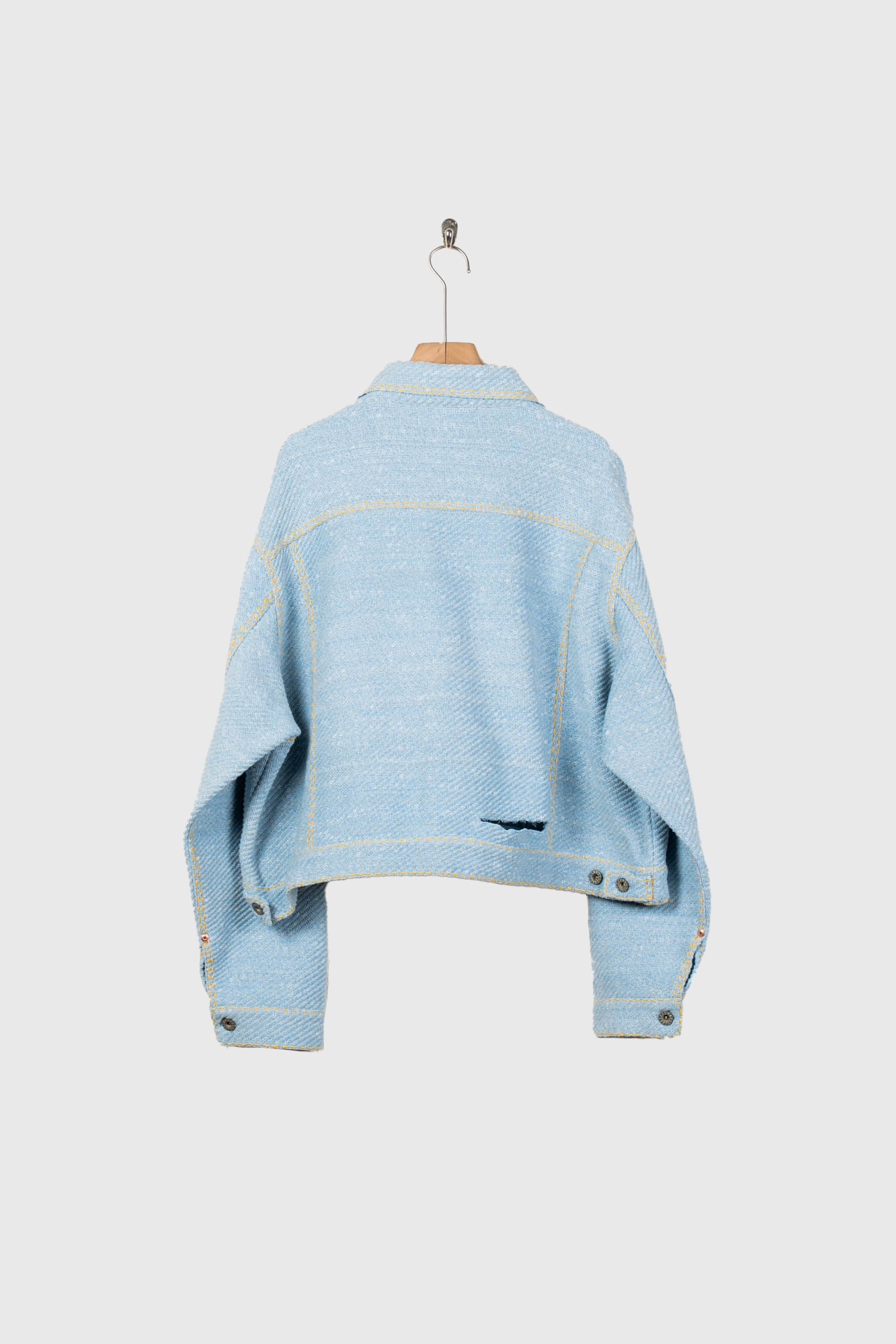 Knitted Denim Jacket with Hand Stitching