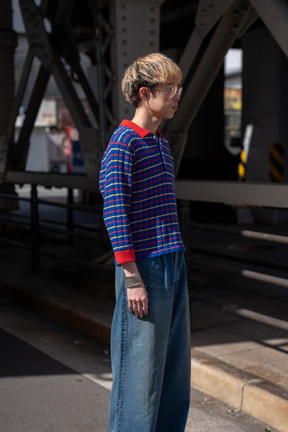 KNITTED CROPPED POLO SHIRT