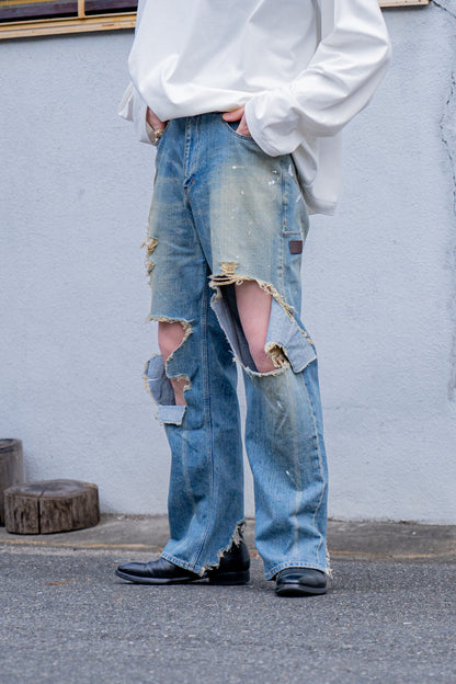 Organic Cotton Denim Pants*Crashed