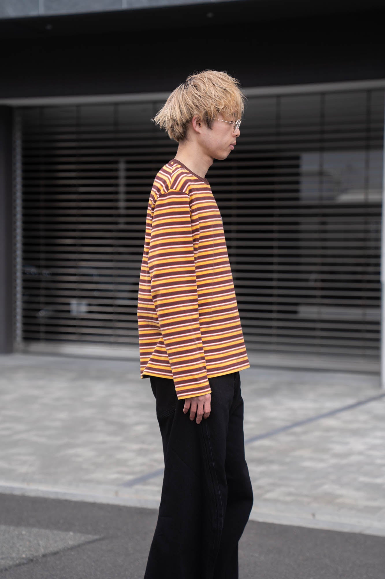 Hand-Embroidered Stripe Long Sleeve T-Shirt