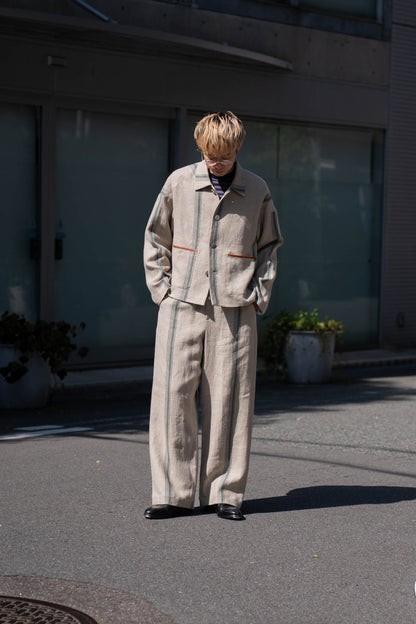 FLLOWER SAK LINEN STRIPE JACKET