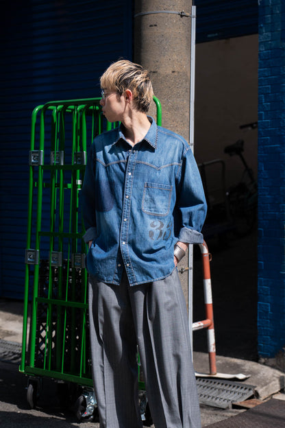 Hand-Embroidered Denim Shirt