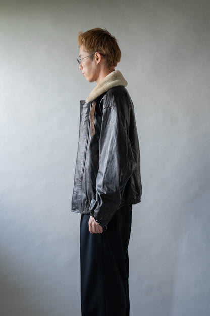 MOUTON COLLAR CALF ZIP JACKET(ST.1549)